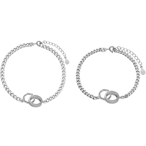 Double Ring Couple Bracelet Tibetan Silver Geometric Lock Design Unisex Gift Jewelry - Product Image 5