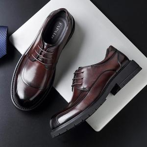 Chaussures en cuir pour hommes de luxe originales 2025, à bout carré, respirantes, à lacets, avec empeigne en cuir VALENTINA - Product Image 4