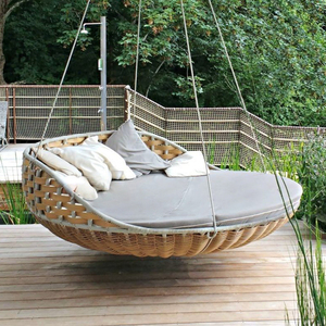 Cour extérieure loisirs corde tissage <span class=keywords><strong>Double</strong></span> chaise longue balcon jardin hôtel tout temps moderne imperméable et crème solaire - Product Image 2
