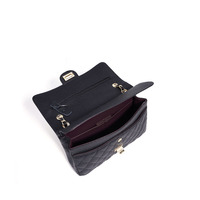Tas Selempang Kulit Asli Berlapis Berlian Elegan dengan Rantai Klasik, Tas Bahu Crossbody Premium Kulit Sapi Buatan Tangan