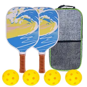 Углеродное волокно Pickleball Paddles с логотипом на заказ Желтая ручка Сверхлегкая ракетка для пиклбола