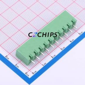 DB2EVC-5.0-10P-GN Plug-in Terminal Block Through hole,P=5mm Connector Board-to-Board / Socket - Closed 1x10P 5mm Green - Product Image 2