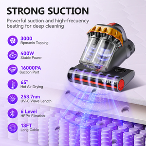 Aspirateur sans fil puissant pour éliminer les acariens, nettoyeur de <span class=keywords><strong>matelas</strong></span>, UV pour oreillers, canapés et surfaces en tissu - Product Image 2