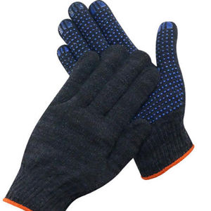 Guantes de hilo de algodón negro Punteado-Guantes de protección laboral antideslizantes Guantes de trabajo de hilo de algodón negro resistentes al desgaste - Product Image 5