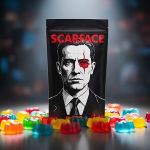 Sacs en Mylar noirs personnalisés, anti-odeurs, 3,5 g, résistants aux enfants, à fond plat, de qualité alimentaire, refermables, pour bonbons et gommes - Product Image 1