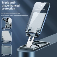 Support de téléphone et tablette de bureau télescopique multi-engrenages réglable, pliable, antidérapant, en alliage d'aluminium de qualité supérieure
