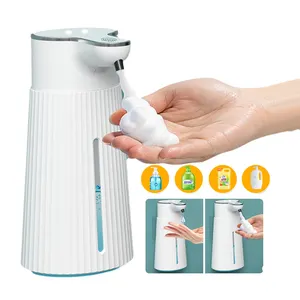 Dispenser sabun otomatis busa tahan air IPX6, dispenser sampo terpasang di dinding, busa tanpa sentuh 400ml