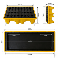 Paleta de HDPE de Doble Cara a Prueba de Fugas, Diseño de 2 y 4 Barriles, para Uso Industrial en Almacenes y Cámaras Frigoríficas
