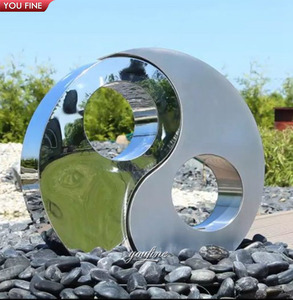 Outdoor aço inoxidável grande Tai Chi Bagua escultura metal Yin e Yang estátua - Product Image 1