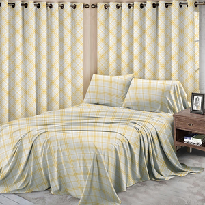 Heniemo Hot Selling Brazil Cotton Bedsheet Set With Curtains