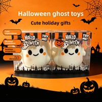 Jouet Squishy Fantôme Citrouille d'Halloween Mignon à Remontée Lente, Anti-Stress, Forme Fantôme Blanc Jack O'Lantern pour le Pressage et le Soulagement du Stress