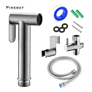 Pinteluk 100% kapasitas benar SUS 304 Brushed tangan memegang Kit Toilet PortableBidet Sprayer Set untuk bayi mencuci Toilet perlengkapan selang