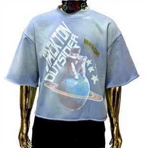 Camiseta de Lujo para Hombre, de Algodón, de Marca Personalizada, Estampada con Láser, Transpirable, de Corte Regular, Lavada al Ácido - Product Image 2