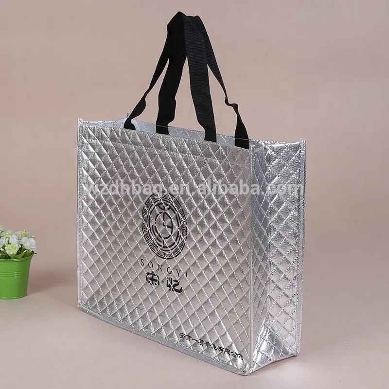 Custom Logo High Quality Metallized Laminated Nonwoven Tote Luxury Shopping Bag