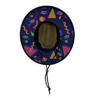 Chapeau de plage en paille brodé à bord plat, style sauveteur, avec patch logo personnalisé, fermeture auto-agrippante, idéal pour l'été, la mode, la protection solaire, le surf et le safari