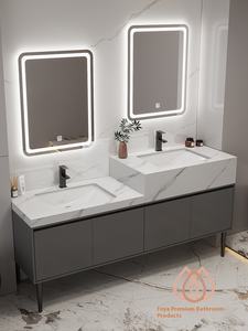 Simple alto bajo lavabo <span class=keywords><strong>Rock</strong></span> Board baño gabinete combinación madera maciza doble persona almacenamiento padre-hijo baño <span class=keywords><strong>Suite</strong></span> - Product Image 5