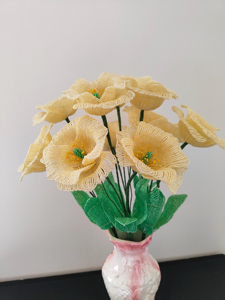 Bouquet de <span class=keywords><strong>fleurs</strong></span> artificielles haut de gamme fait main en perles de rocaille, résistant à la décoloration, pour la décoration de fenêtre ensoleillée - Product Image 3