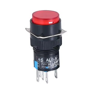 Botón de luz pulsador momentáneo y autoblocante redondo de 16MM Interruptor de encendido Contacto plateado 1NO1NC 5V 12V 24V 220V Restablecimiento 5 pines de potencia - Product Image 3