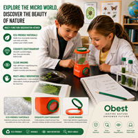 Loupe d'observation d'insectes pour enfants 3x-6x 50mm à double vision, lentilles en plastique acrylique, jouet éducatif pour l'exploration de la nature en extérieur