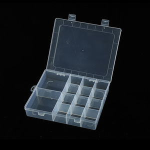 Transparent Plastic <b>Storage</b> <b>Box</b> 14 Grids With Lid For Jewelry <b>Tools</b> Beads Organizing Rectangle Shape - Product Image 1