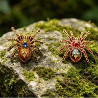 Ensemble de broches vintage en émail motif araignée, broche en alliage de zinc avec strass, badge de revers gothique animal pour vêtements et sacs