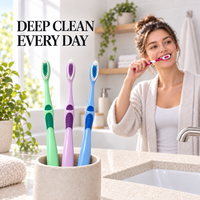 Brosse à dents manuelle OEM personnalisée pour adultes, à poils durs, multicolore, pour usage domestique, vente en gros
