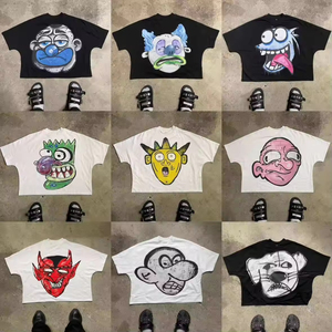 Haute qualité Boxy recadrée t-shirts 100% coton Y2K imprimé graphique t-shirts Streetwear luxe hommes T-Shirts - Product Image 3