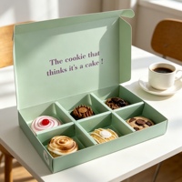 Boîte cadeau pour biscuits de luxe personnalisée imprimée avec des matériaux recyclés, doublure en éponge, 6 séparateurs, papier alimentaire, emballage pour pâtisserie et desserts