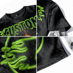 Magliette Termiche a Maniche Lunghe Oversize Personalizzate per <span class=keywords><strong>Uomo</strong></span> con Stampa Vintage a Doppio Strato - Product Image 2