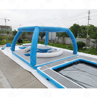 Île flottante gonflable de luxe pour fête, cabane flottante, île-lounge gonflable avec pot à vendre
