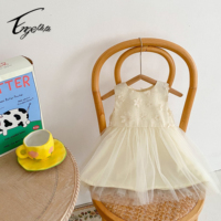 Robe de fête pour bébé fille en coton, vêtements pour nouveau-né Enge 2025, été, dentelle ancienne, anniversaire, jupe mignonne, vente en gros