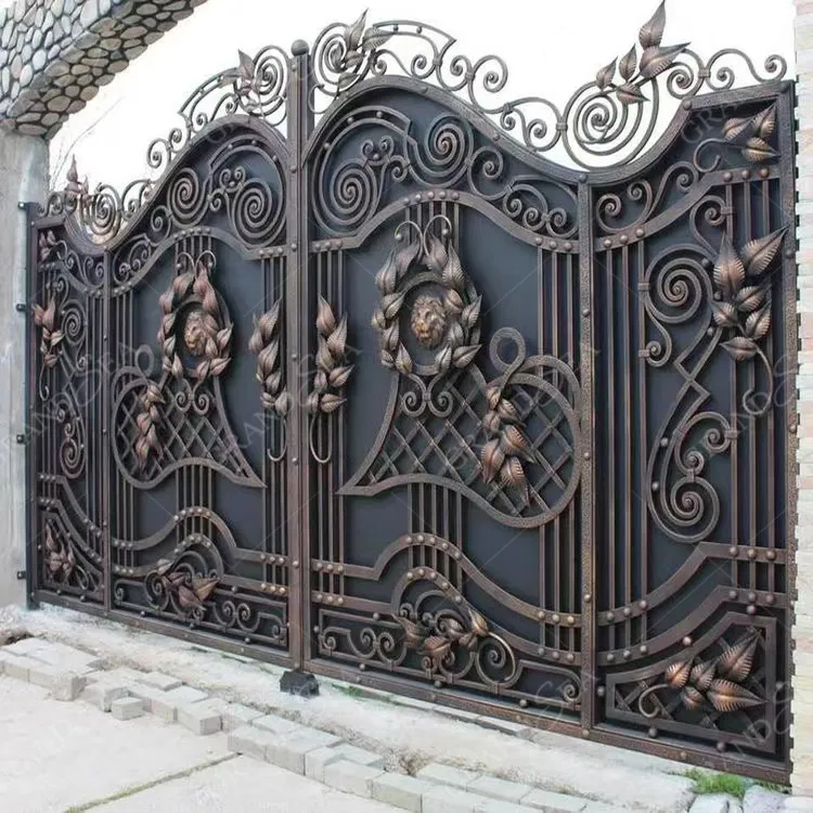 2022 Modern Luxury Design Cheap Price Anti-Rust Wrought Iron Gate Cast Aluminum Design Main Entry Gate