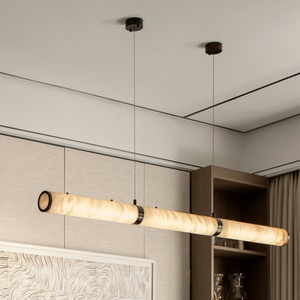 โคมไฟระย้าสไตล์โมเดิร์นมินิมอล ทำจากทองแดงและหินอ่อน สำหรับร้านอาหาร โคมไฟดีไซน์สร้างสรรค์ระดับไฮเอนด์ เหมาะสำหรับร้านกาแฟ บาร์ โรงแรม โถงต้อนรับ และพื้นที่พักผ่อน - Product Image 2