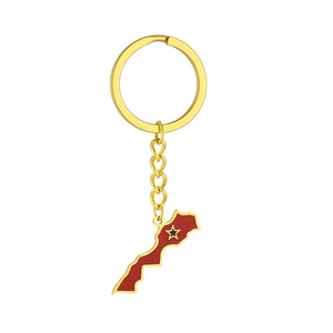 Nuovo <span class=keywords><strong>marocco</strong></span> portachiavi bandiera mappa per gli uomini delle donne in acciaio inox portachiavi portachiavi Color oro gioielli Vintage accessorio amuleto - Product Image 1