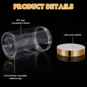 Factory Price 50ml-250ml High Quality Transparent PET Food Grade Jar with <b>Pump</b> Sprayer and Gold Lid for Cosmetic Use - Product Image 3