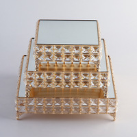 Plateau miroir en métal de style nordique, plateau de rangement pour table basse, décoration de pièce modèle, support à gâteau carré avec plateau miroir de style américain