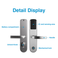 Sistema de Cerradura de Puerta de Hotel RFID de Acero Inoxidable 304 con 4 Pilas AA, Acceso con Tarjeta Inteligente M1 y Software Gratuito para Edificios de Oficinas