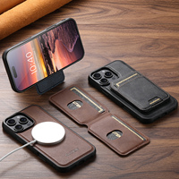 SUTENI untuk iPhone 17 Pro Max Casing Ponsel Pengisian Daya Nirkabel Magnet Tempat Kartu Stand Dompet 2-in-1 Kulit Imitasi 16 Plus 15 14 13