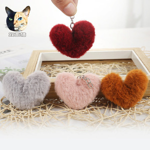8cm Pom Pom Keychain Schoolbag Pendant Leopard Print Bag Charms Purse Heart <b>Keys</b> Leopard Keychains Women Girls Animal Lover - Product Image 6