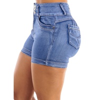 Shorts en jean mini taille haute moulants pour femme, été, Spandex/Coton 220 GSM, fermeture éclair, sexy, respirant, pour club