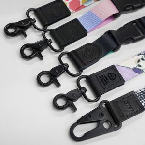 Custom Logo Cut Durable Leather <b>Lanyards</b> with Thermal Transfer Silk Screen Printing Metal Hook for Card Holder - Product Image 2