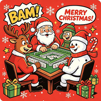 Tapis de Mahjong Américain de Noël Antidérapant, Tapis de Table de Mahjong Imprimé Village de Noël, Tapis de Jeu pour les Fêtes