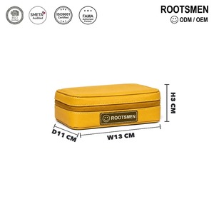 <b>Makeup</b> <b>Case</b> Mustard Yellow PU Leather 13x11x3cm Zip Around Box Shape Travel Cosmetic Organizer Custom Logo OEM ODM Low MOQ - Product Image 1