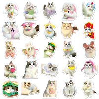 50 Uds. Pegatinas decorativas de gato Ragdoll encantador para decoración de refrigerador de ordenador portátil vinilo simulado pegatina de gato