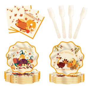 Juego de Vajilla con Tema de Hojas de Arce y Pavo de Acción de Gracias DAMAI, Platos de Papel, Vasos, Servilletas, Decoración de Mesa de Acción de Gracias, Decoraciones para Fiestas - Product Image 3