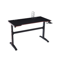 Offre Spéciale réglable en forme de L pour la maison PC Gaming Desk Fonction de refroidissement Surface en bois avec table de rayonnage en cuir pour un usage domestique