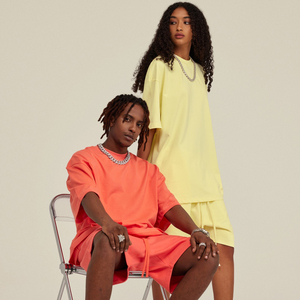 T-shirt décontracté en coton lourd 305 GSM, tricoté, tons terreux, coupe oversize, manches courtes, unisexe, streetwear - Product Image 5