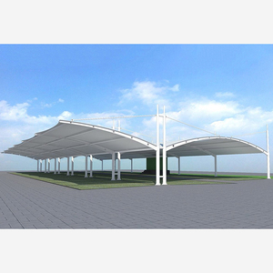 Tente de protection imperméable en structure membrane architecturale en tube d'acier préfabriqué PVDF pour abris de voiture, auvents et couvertures de stationnement - Product Image 6