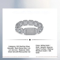 Bracelet Moissanite 0,512 carats en argent sterling 925 plaqué or, bijoux hip-hop, motif huit cœurs et flèches, best-seller
