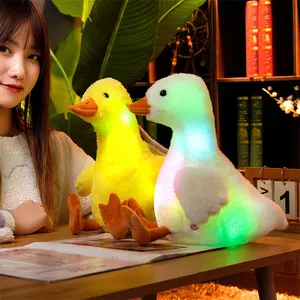 Travesseiro de pelúcia de led, almofada de pato colorida recheada, brinquedos iluminados, presente de aniversário para crianças